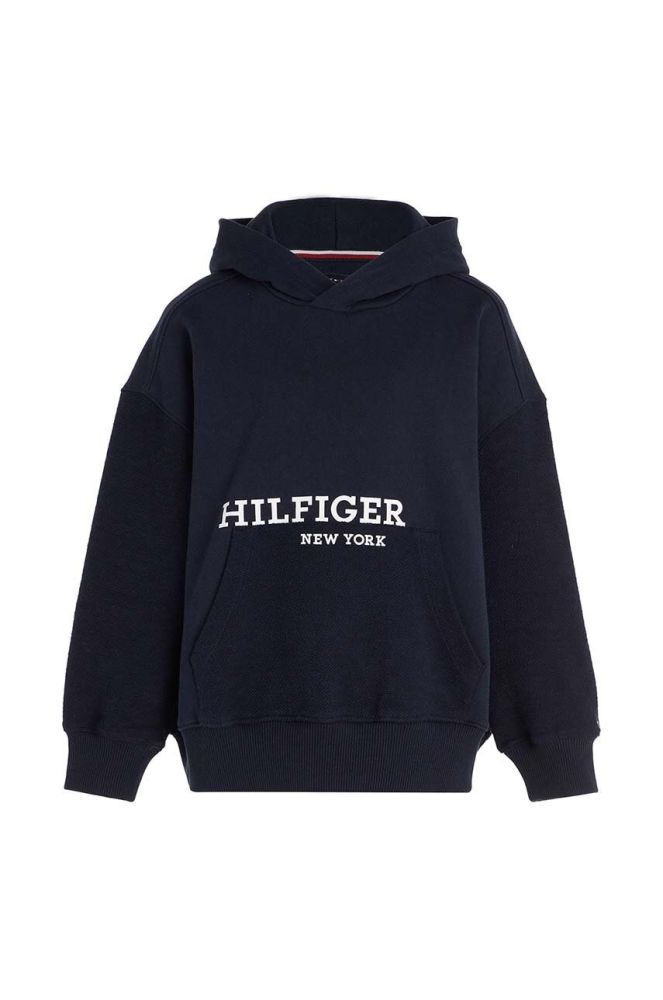 Дитяча бавовняна кофта Tommy Hilfiger колір синій з капюшоном візерунок (3309767)