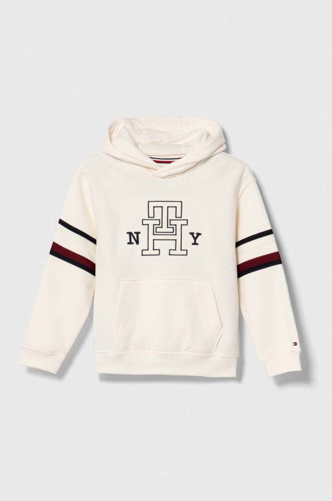 Дитяча кофта Tommy Hilfiger колір білий з капюшоном з аплікацією (3380832)