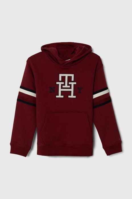 Дитяча кофта Tommy Hilfiger колір червоний з капюшоном з аплікацією (3380830)