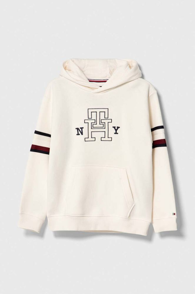 Дитяча кофта Tommy Hilfiger колір білий з капюшоном з аплікацією (3380846)