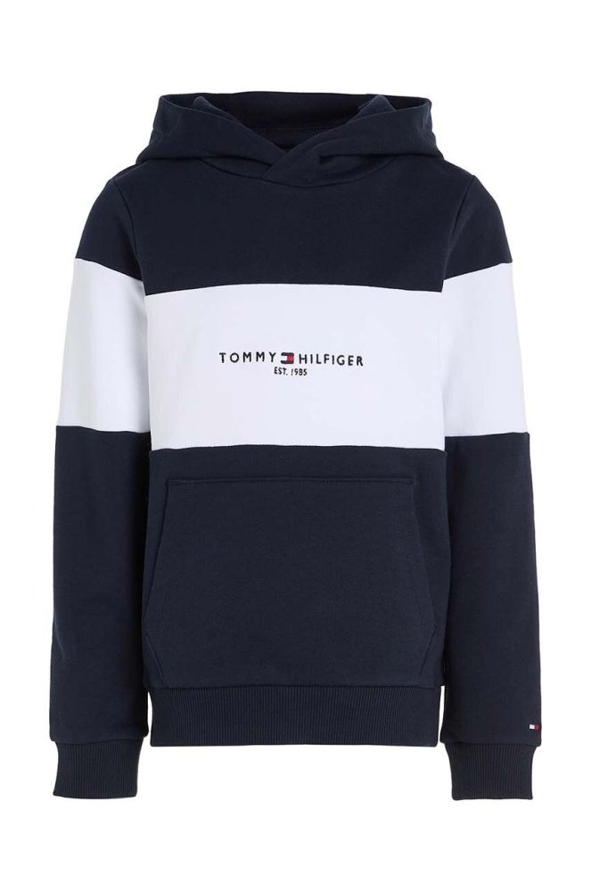 Дитяча бавовняна кофта Tommy Hilfiger колір синій з капюшоном візерунок (3480423)