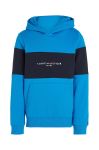 Дитяча бавовняна кофта Tommy Hilfiger з капюшоном візерунок колір блакитний