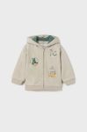 Кофта для немовлят Mayoral колір бежевий з капюшоном з аплікацією