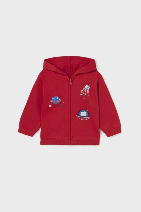 Кофта для немовлят Mayoral колір червоний з капюшоном з аплікацією (3418383)