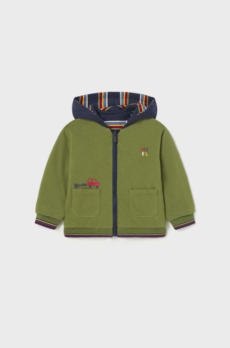 Кофта для немовлят Mayoral колір зелений з капюшоном з принтом (3418402)