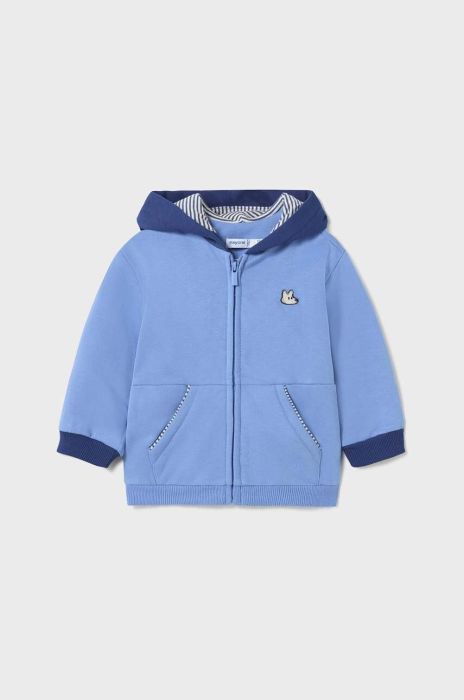 Кофта для немовлят Mayoral з капюшоном однотонна колір блакитний