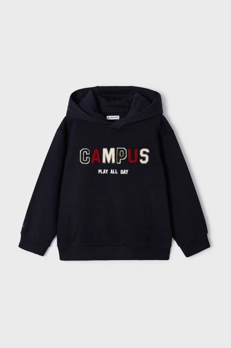Дитяча кофта Mayoral колір синій з капюшоном з аплікацією (3413463)