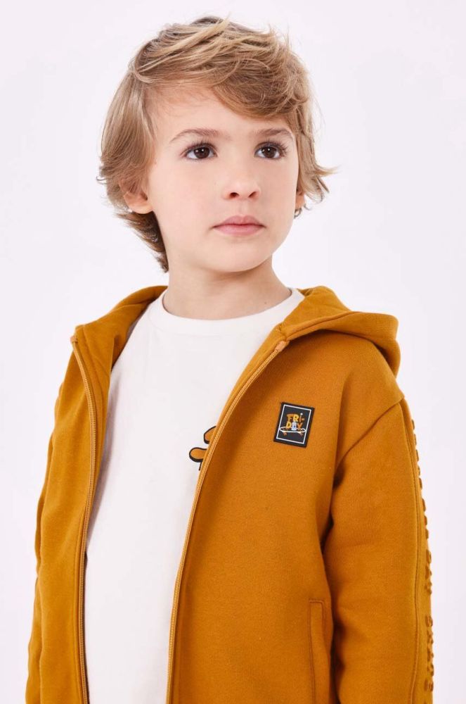 Дитяча кофта Mayoral колір помаранчевий з капюшоном однотонна (3418452)