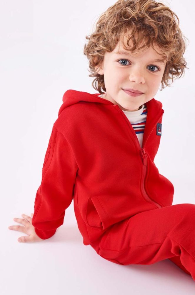 Дитяча кофта Mayoral колір червоний з капюшоном однотонна (3418443)