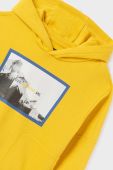 Дитяча кофта Mayoral колір жовтий з капюшоном з принтом (3413625)