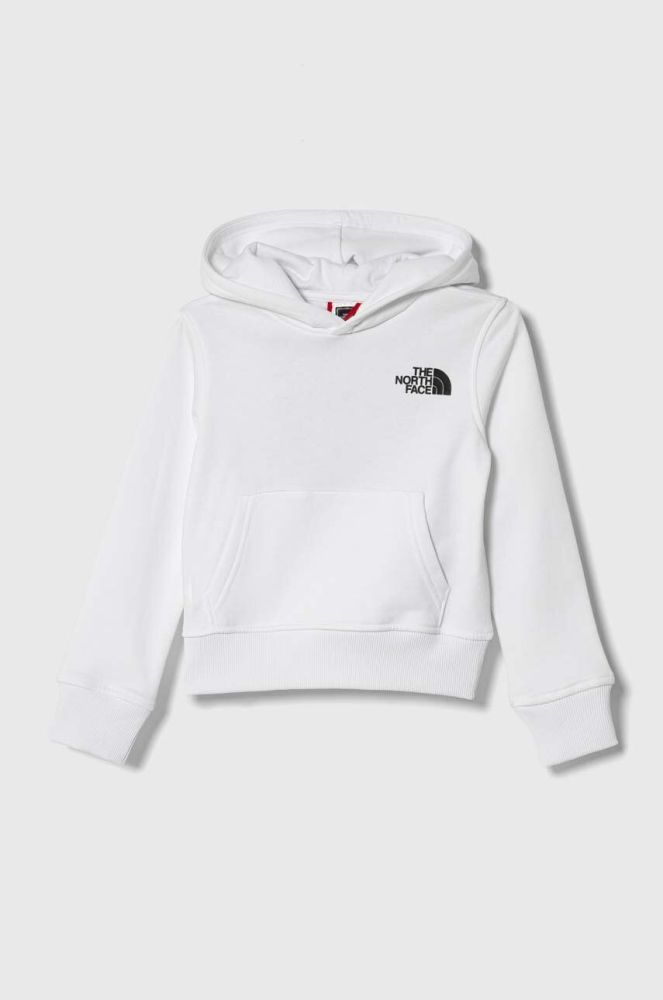 Дитяча бавовняна кофта The North Face B GRAPHIC HOODIE 1 колір білий з капюшоном з принтом