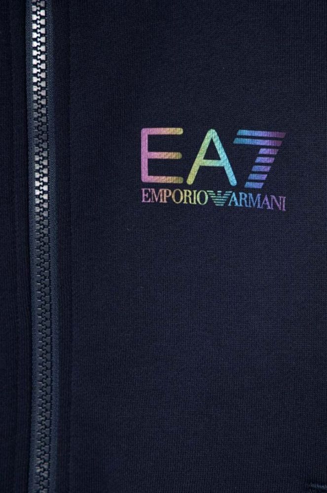 Дитяча кофта EA7 Emporio Armani колір синій з капюшоном з принтом (3514803) фото 3
