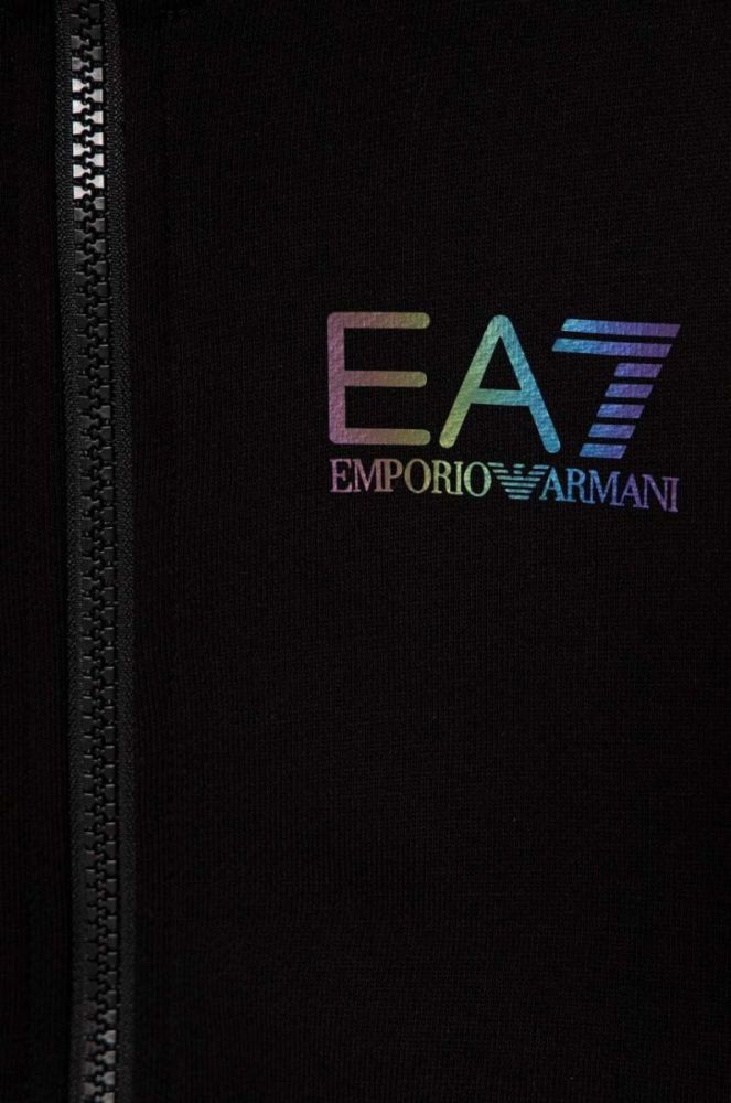 Дитяча кофта EA7 Emporio Armani колір чорний з капюшоном з принтом (3514799) фото 3