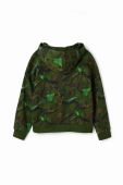 Дитяча бавовняна кофта Desigual колір зелений з капюшоном з принтом