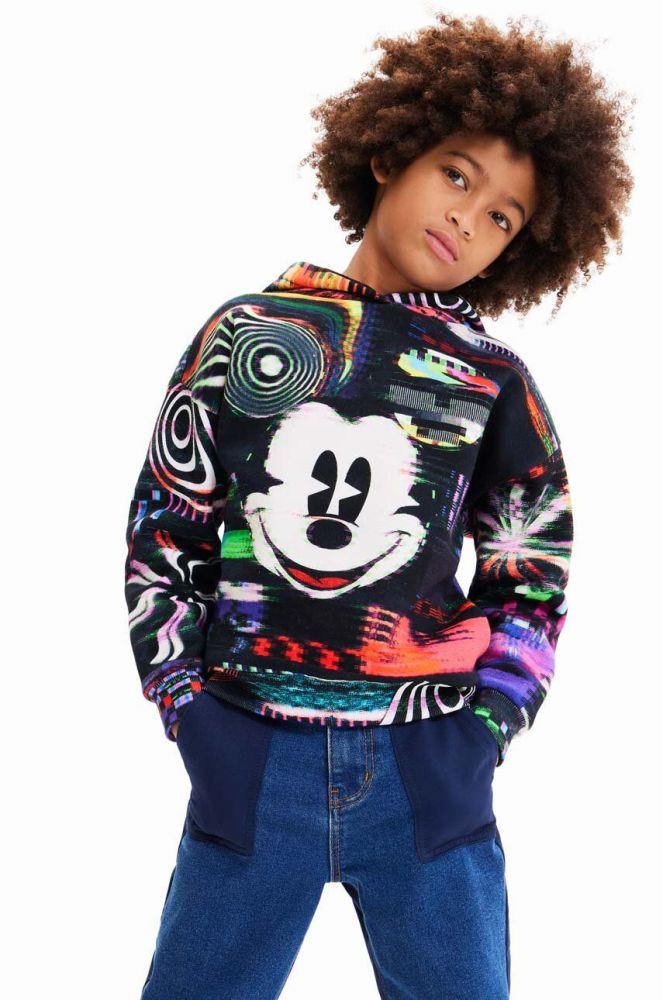 Дитяча бавовняна кофта Desigual x Disney з капюшоном візерунок колір барвистий