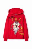 Дитяча бавовняна кофта Desigual x Looney Tunes колір червоний з капюшоном з принтом