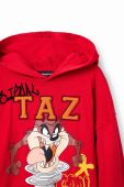 Дитяча бавовняна кофта Desigual x Looney Tunes колір червоний з капюшоном з принтом