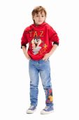 Дитяча бавовняна кофта Desigual x Looney Tunes колір червоний з капюшоном з принтом