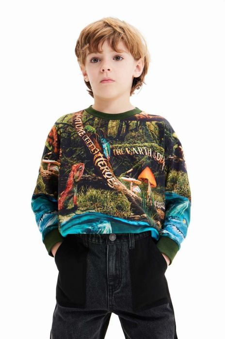 Дитяча бавовняна кофта Desigual колір чорний візерунок