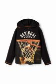 Дитяча бавовняна кофта Desigual колір чорний з капюшоном візерунок (3427827)