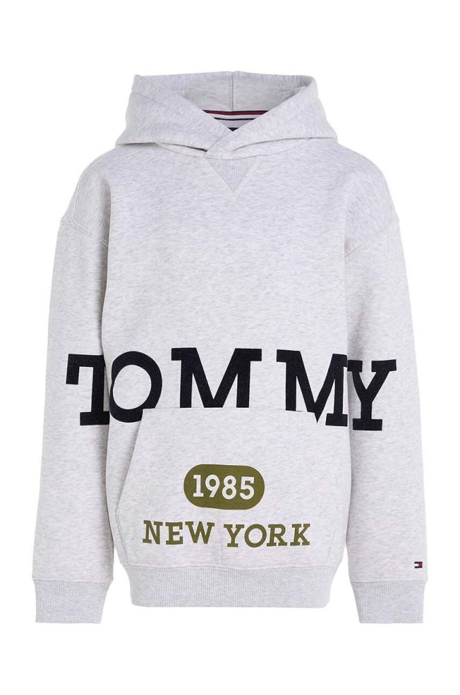 Дитяча кофта Tommy Hilfiger колір сірий з капюшоном меланж (3427842)