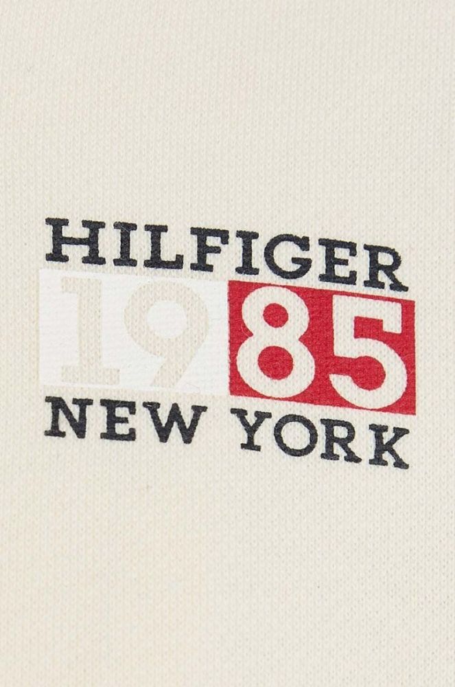 Дитяча кофта Tommy Hilfiger колір бежевий з капюшоном однотонна фото 3