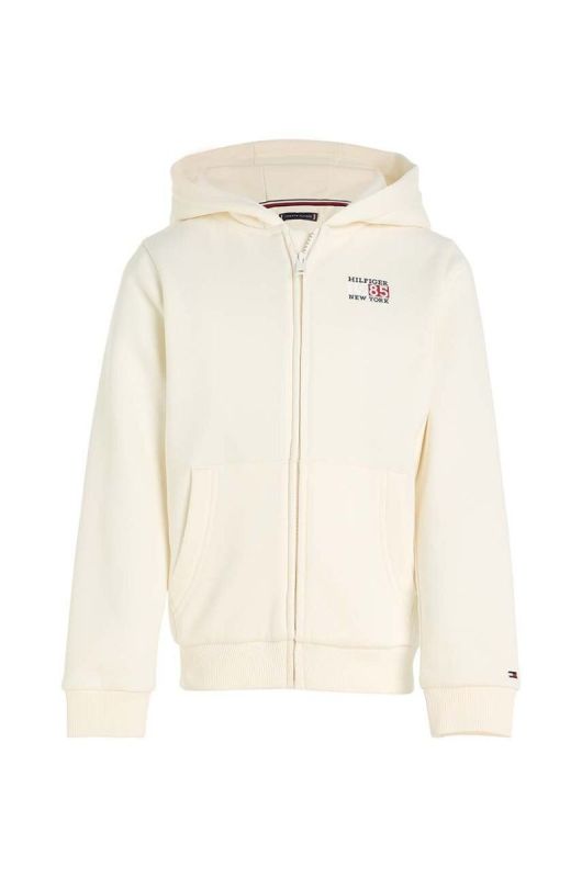 Дитяча кофта Tommy Hilfiger колір бежевий з капюшоном з принтом (3485325)