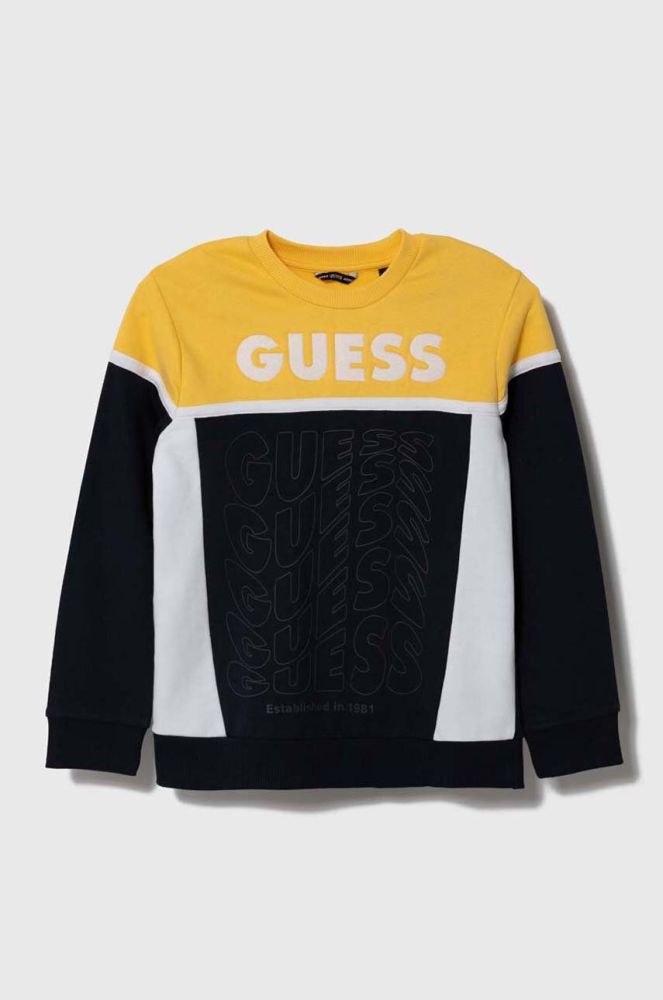 Дитяча бавовняна кофта Guess колір синій візерунок (3527180)