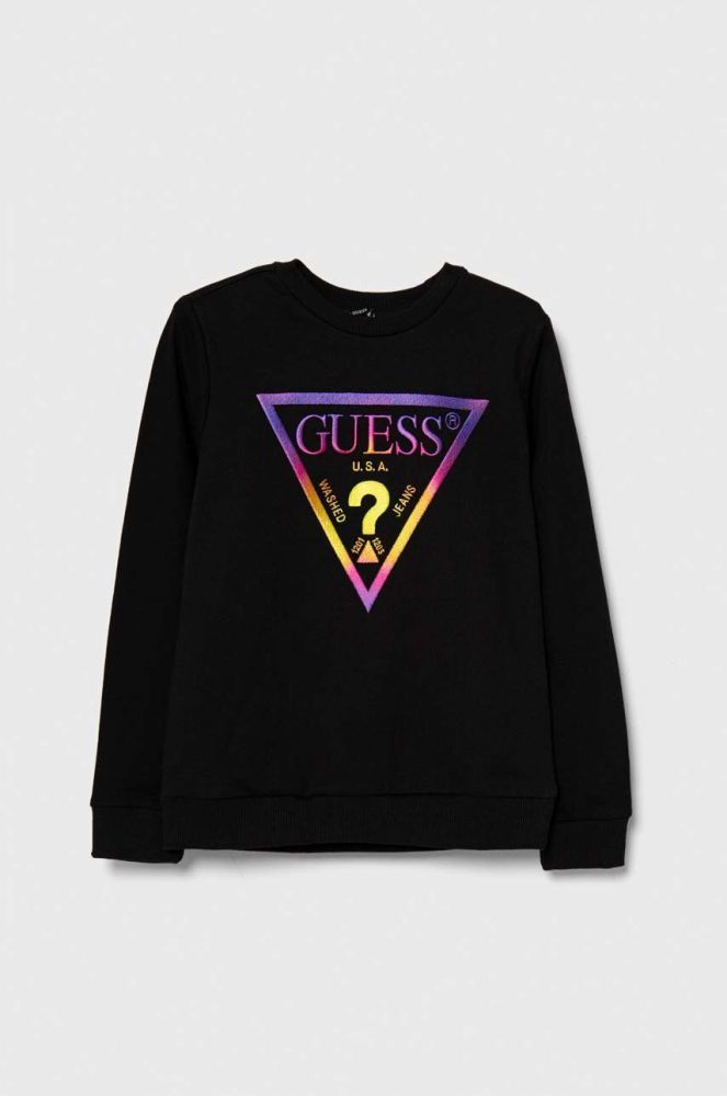 Дитяча бавовняна кофта Guess колір чорний з аплікацією (3601028)