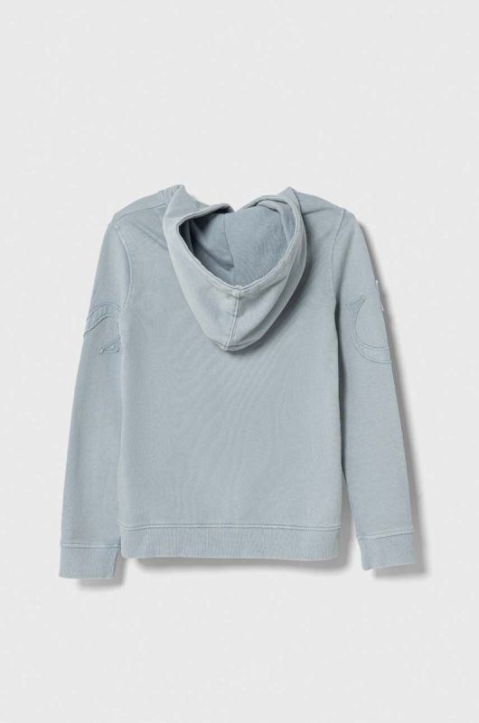 Дитяча кофта Guess з капюшоном з аплікацією колір блакитний фото 2