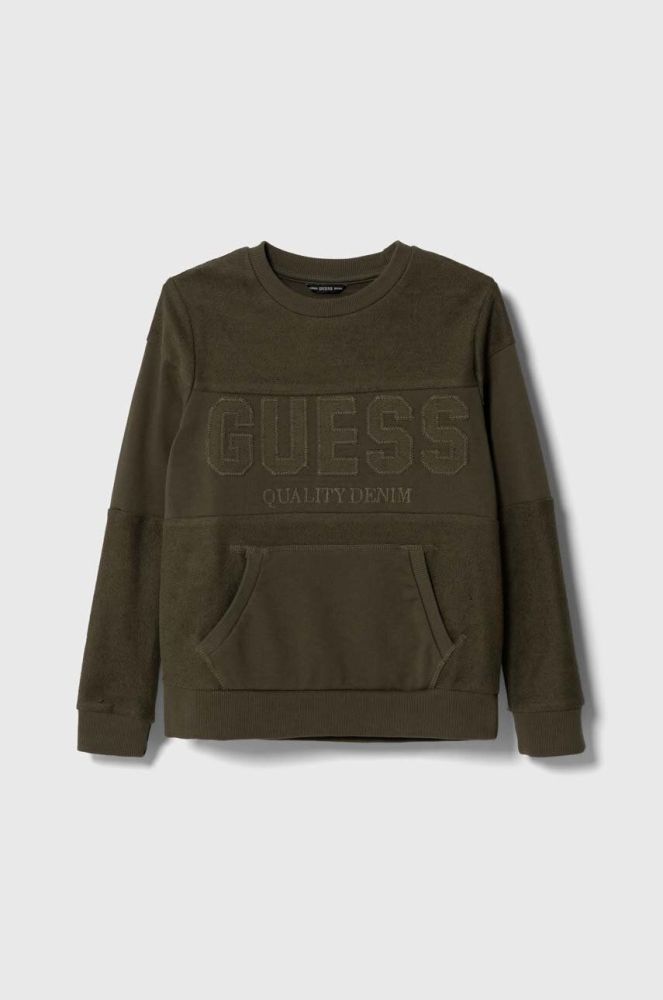 Дитяча бавовняна кофта Guess колір зелений з аплікацією (3601041)