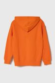 Дитяча бавовняна кофта United Colors of Benetton колір помаранчевий з капюшоном з принтом (3683560)