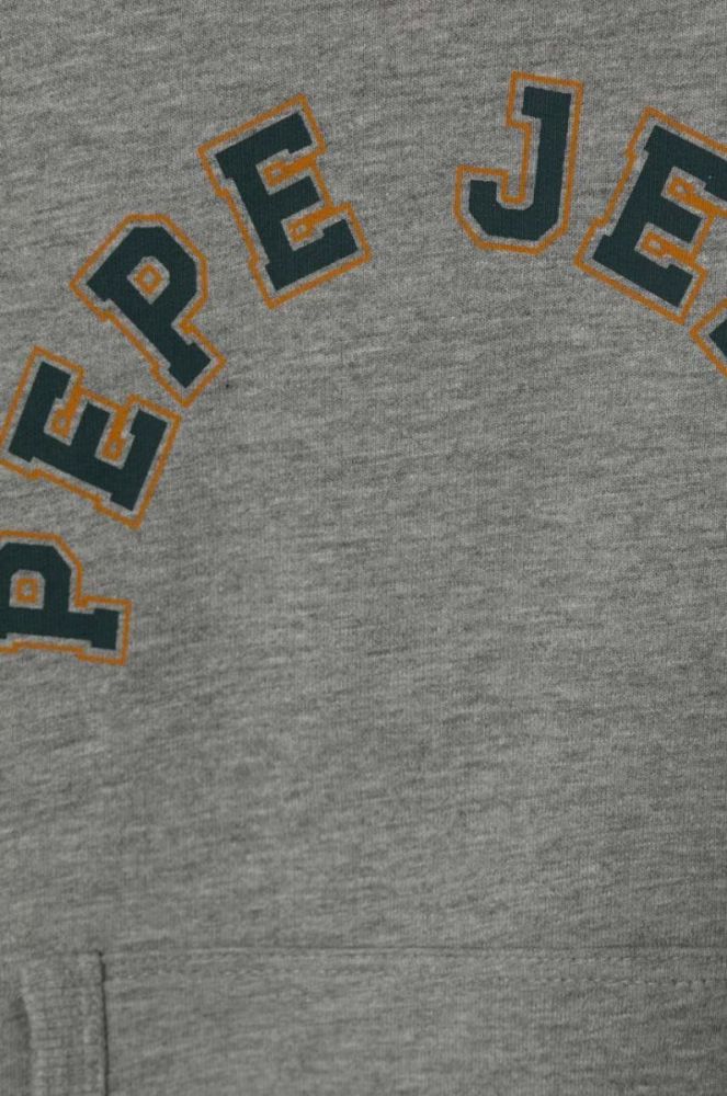 Дитяча кофта Pepe Jeans колір сірий з капюшоном з принтом фото 3