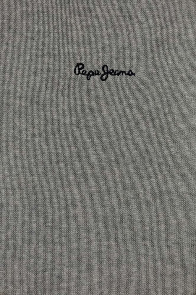 Дитяча бавовняна кофта Pepe Jeans колір сірий з капюшоном однотонна фото 3