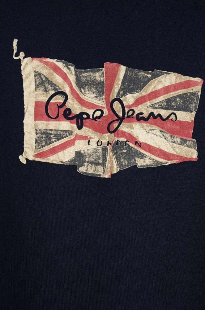 Дитяча бавовняна кофта Pepe Jeans колір синій з принтом (3485340) фото 3