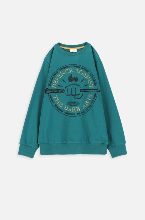 Дитяча бавовняна кофта Coccodrillo колір зелений з принтом (3585024)