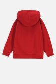 Дитяча бавовняна кофта Coccodrillo колір червоний з капюшоном однотонна