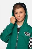 Дитяча бавовняна кофта Coccodrillo колір зелений з капюшоном з принтом (3621227)