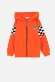 Дитяча бавовняна кофта Coccodrillo колір червоний з капюшоном з принтом