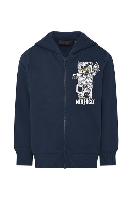 Дитяча бавовняна кофта Lego колір синій з капюшоном з принтом (3545719)