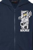 Дитяча бавовняна кофта Lego колір синій з капюшоном з принтом (3545719)