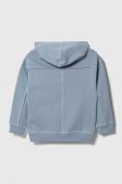Дитяча бавовняна кофта Emporio Armani з капюшоном однотонна колір блакитний