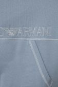 Дитяча бавовняна кофта Emporio Armani з капюшоном однотонна колір блакитний