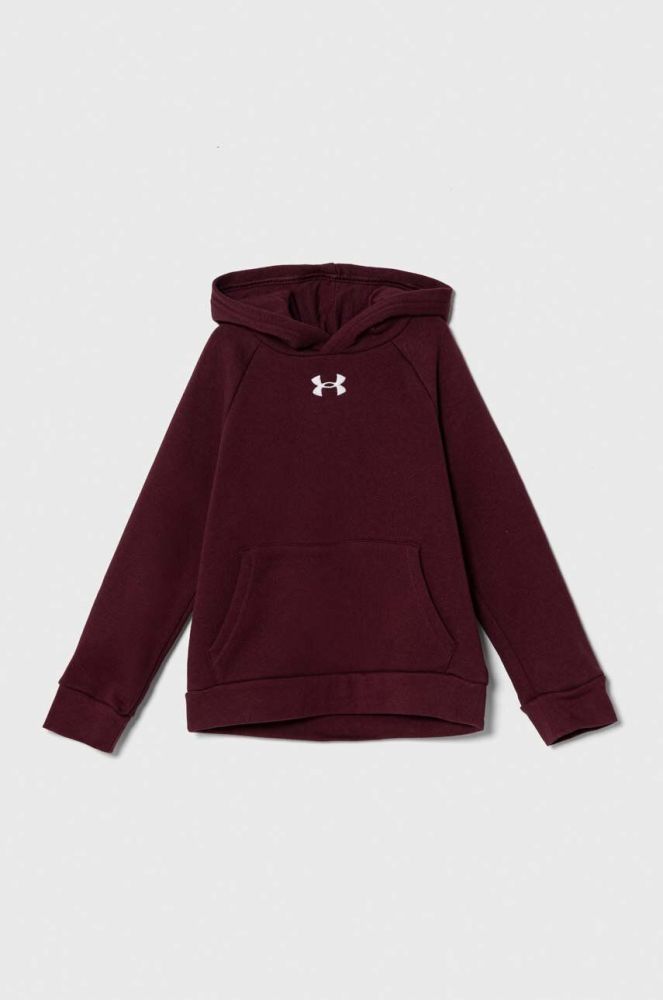 Дитяча кофта Under Armour UA Rival Fleece колір бордовий з капюшоном з аплікацією