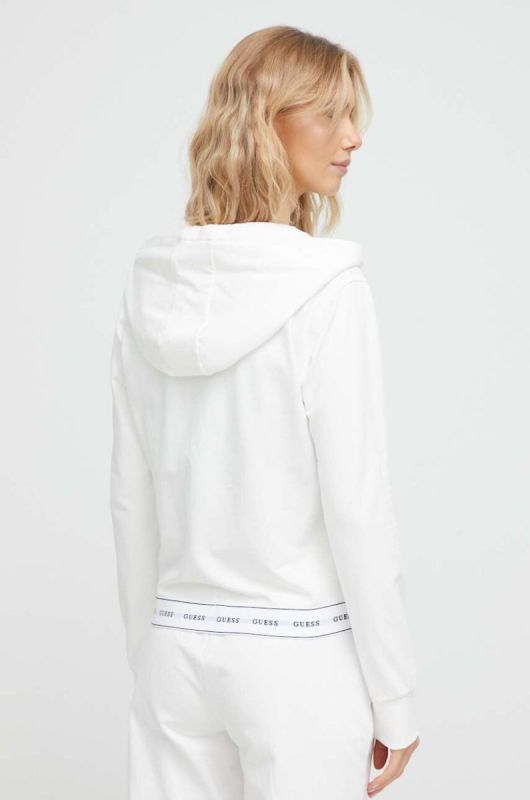 Кофта Guess жіноча колір бежевий з капюшоном меланж фото 2
