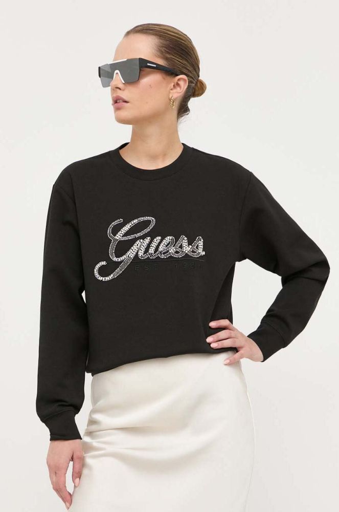 Кофта Guess жіноча колір чорний з аплікацією (3329724)