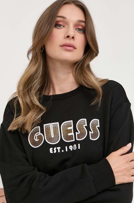 Кофта Guess жіноча колір чорний з аплікацією (3332579)