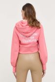 Кофта Guess жіноча колір рожевий з капюшоном з аплікацією (3309795)