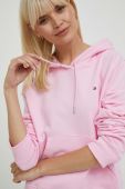 Бавовняна кофта Tommy Hilfiger жіноча колір рожевий з капюшоном однотонна