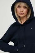 Бавовняна кофта Tommy Hilfiger жіноча колір синій з капюшоном однотонна (3329739)